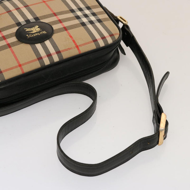 BurberrySs Nova Check Shoulder Bag Canvas Beige Black Auth ep4300