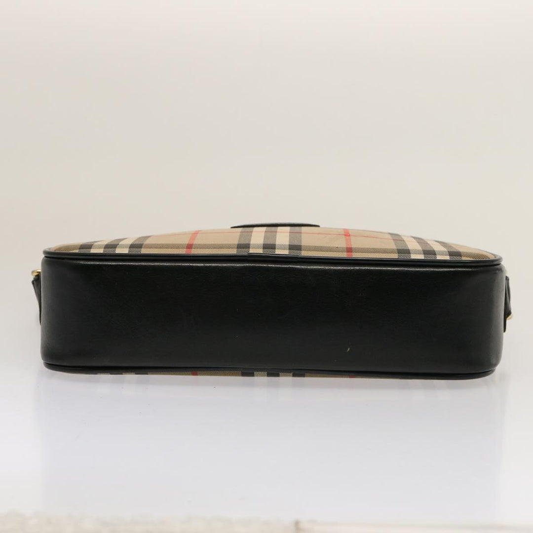 BurberrySs Nova Check Shoulder Bag Canvas Beige Black Auth ep4300