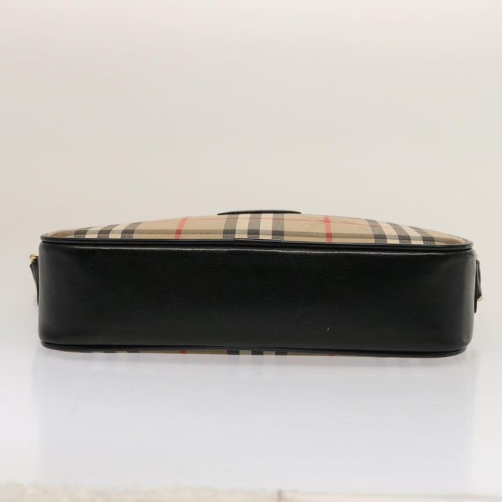 BurberrySs Nova Check Shoulder Bag Canvas Beige Black Auth ep4300