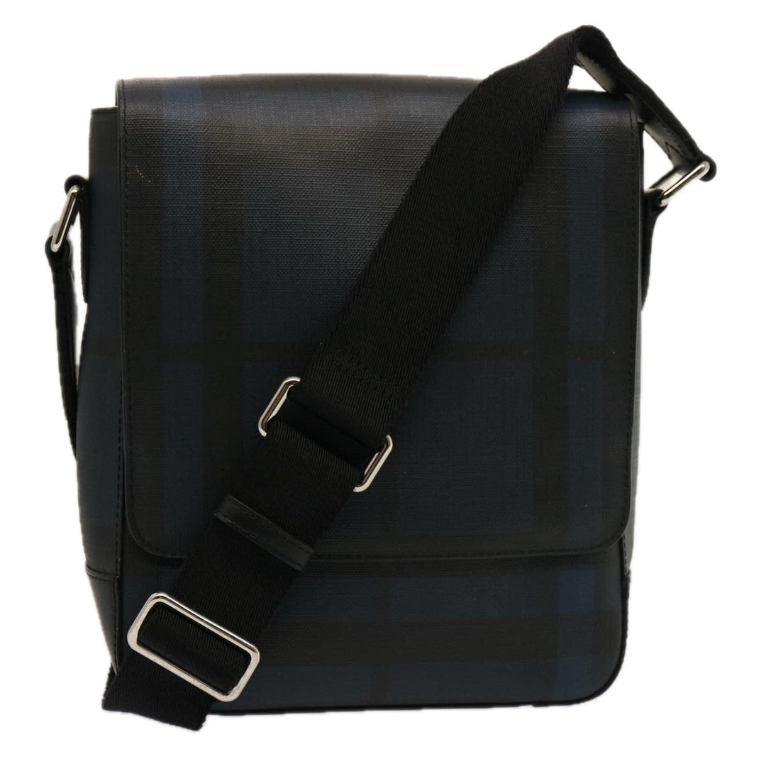 Burberry Nova Check Shoulder Bag Coated Canvas Navy Auth ep4321