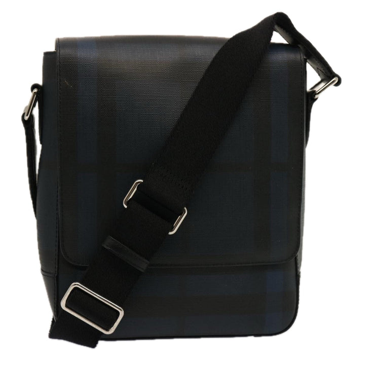 Burberry Nova Check Shoulder Bag Coated Canvas Navy Auth ep4321