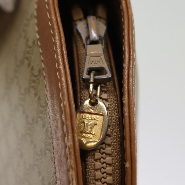 Celine Macadam Canvas Shoulder Bag Beige Auth ep4360
