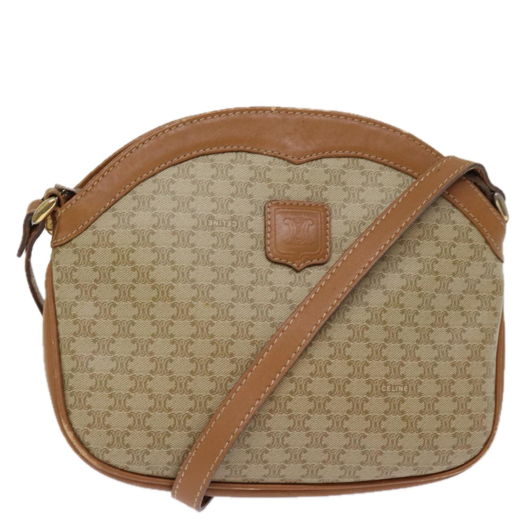 Celine Macadam Canvas Shoulder Bag Beige Auth ep4360
