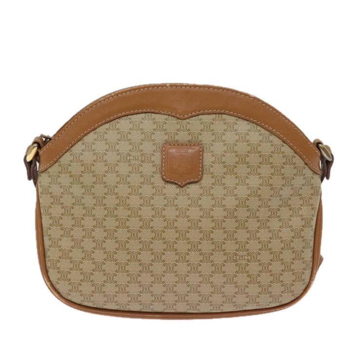 Celine Macadam Canvas Shoulder Bag Beige Auth ep4360