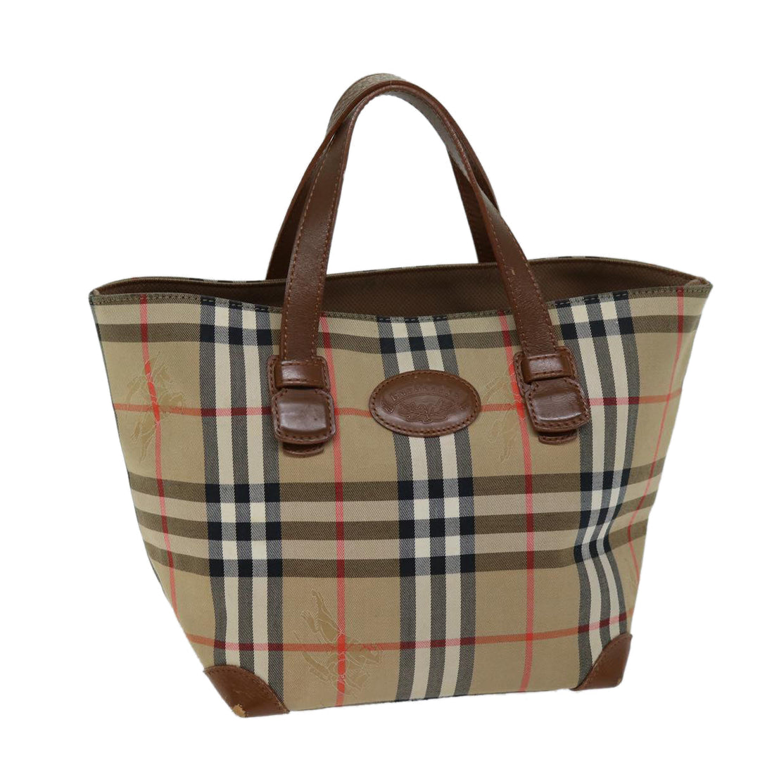 BurberrySs Nova Check Hand Bag Canvas Beige Auth ep4362