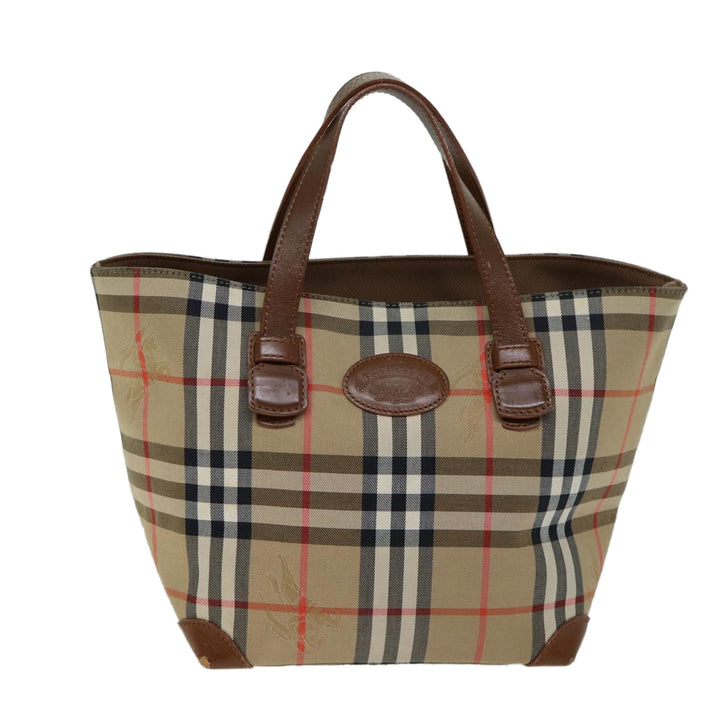 BurberrySs Nova Check Hand Bag Canvas Beige Auth ep4362