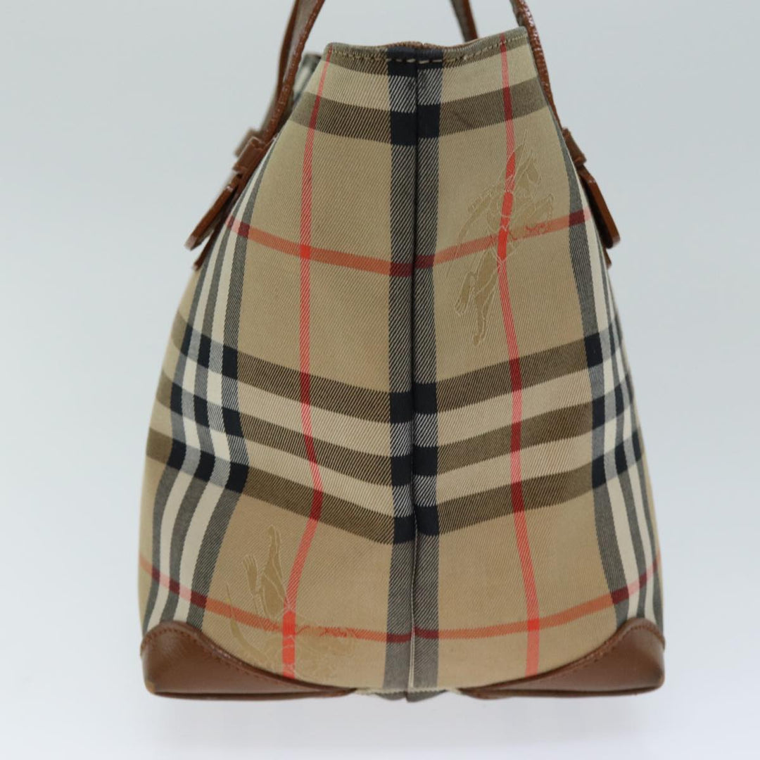 BurberrySs Nova Check Hand Bag Canvas Beige Auth ep4362