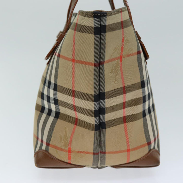 BurberrySs Nova Check Hand Bag Canvas Beige Auth ep4362