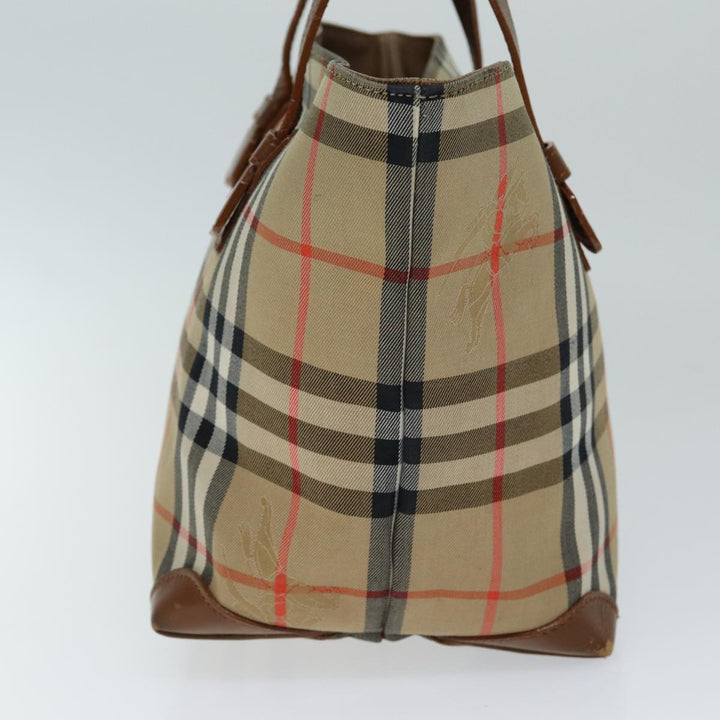 BurberrySs Nova Check Hand Bag Canvas Beige Auth ep4362