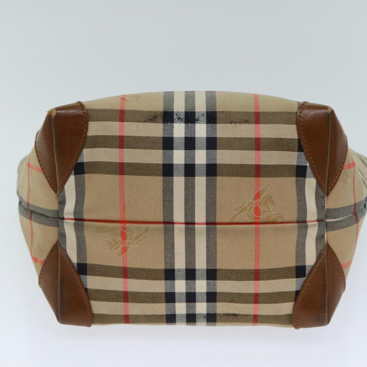 BurberrySs Nova Check Hand Bag Canvas Beige Auth ep4362