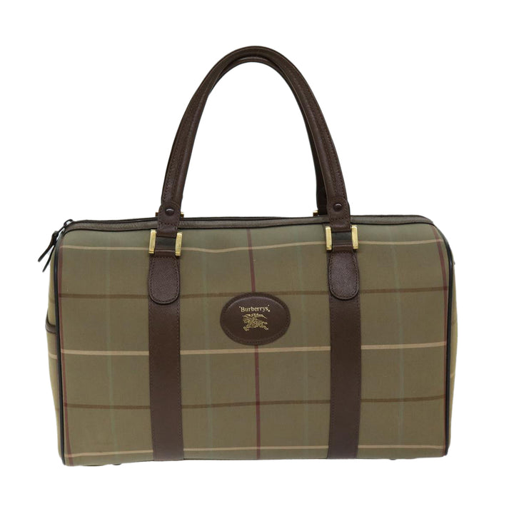 BurberrySs Nova Check Boston Bag Canvas Beige Auth ep4373