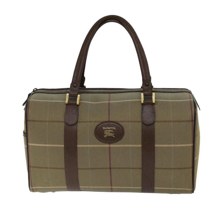 BurberrySs Nova Check Boston Bag Canvas Beige Auth ep4373