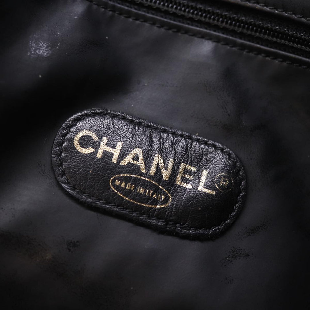 Top Quality Chanel Chain Shoulder Bag Coated Canvas Black CC Auth ep4383