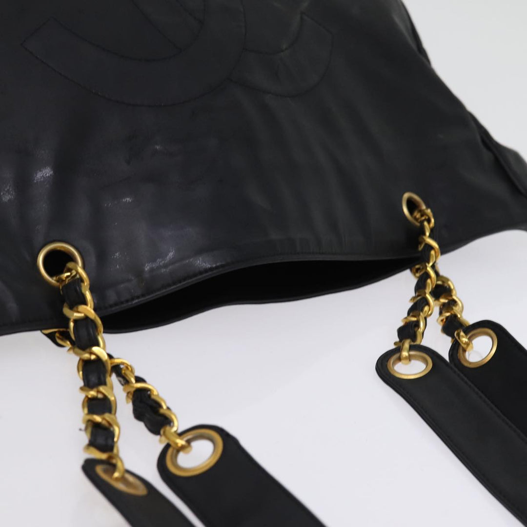 Top Quality Chanel Chain Shoulder Bag Coated Canvas Black CC Auth ep4383