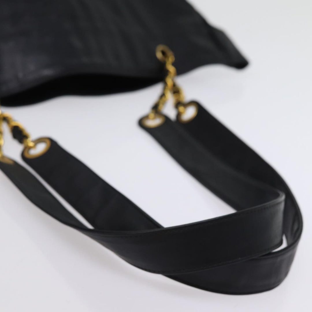 Top Quality Chanel Chain Shoulder Bag Coated Canvas Black CC Auth ep4383