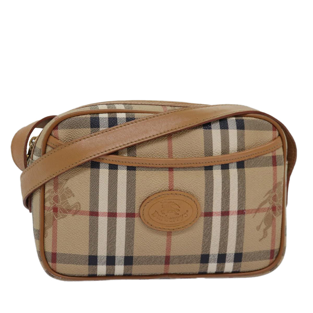 BurberrySs Nova Check Shoulder Bag PVC Leather Beige Auth ep4407