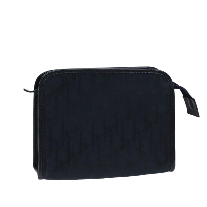 CHRISTIAN Top quality Dior Trotter Canvas Clutch Bag Navy Auth ep4432