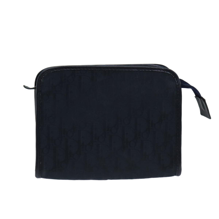CHRISTIAN Top quality Dior Trotter Canvas Clutch Bag Navy Auth ep4432