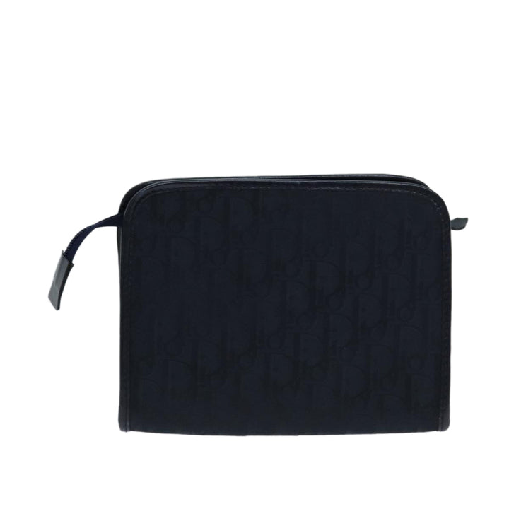 CHRISTIAN Top quality Dior Trotter Canvas Clutch Bag Navy Auth ep4432