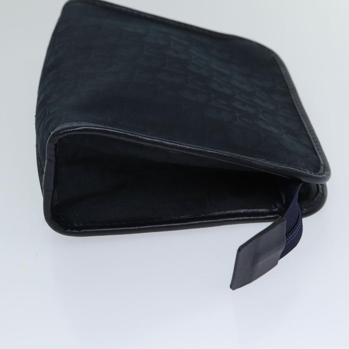CHRISTIAN Top quality Dior Trotter Canvas Clutch Bag Navy Auth ep4432