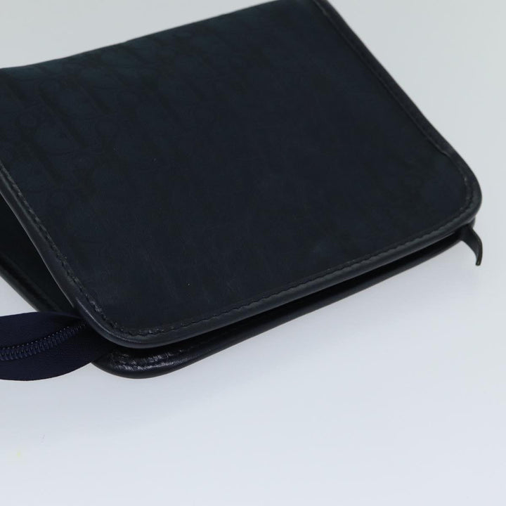 CHRISTIAN Top quality Dior Trotter Canvas Clutch Bag Navy Auth ep4432