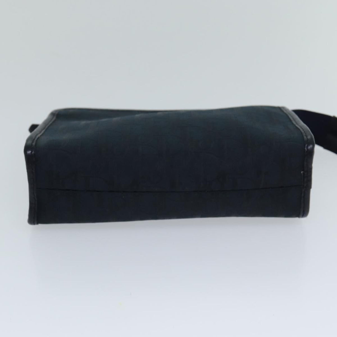CHRISTIAN Top quality Dior Trotter Canvas Clutch Bag Navy Auth ep4432