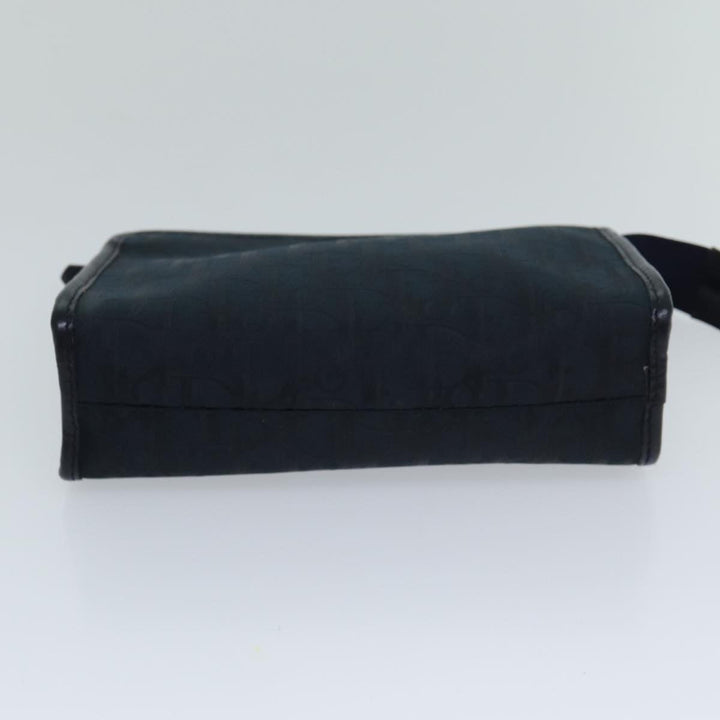 CHRISTIAN Top quality Dior Trotter Canvas Clutch Bag Navy Auth ep4432
