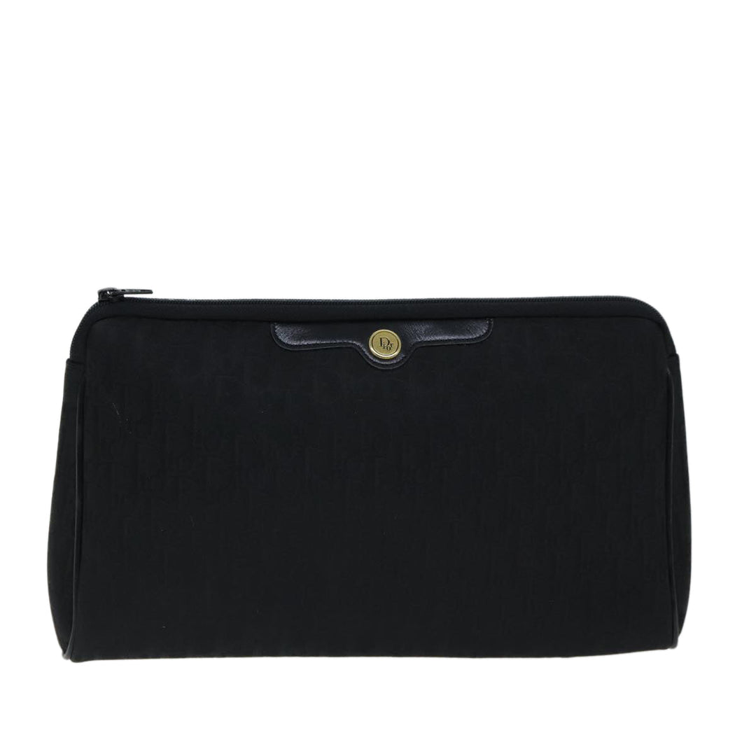 CHRISTIAN Top quality Dior Trotter Canvas Clutch Bag Black Auth ep4442