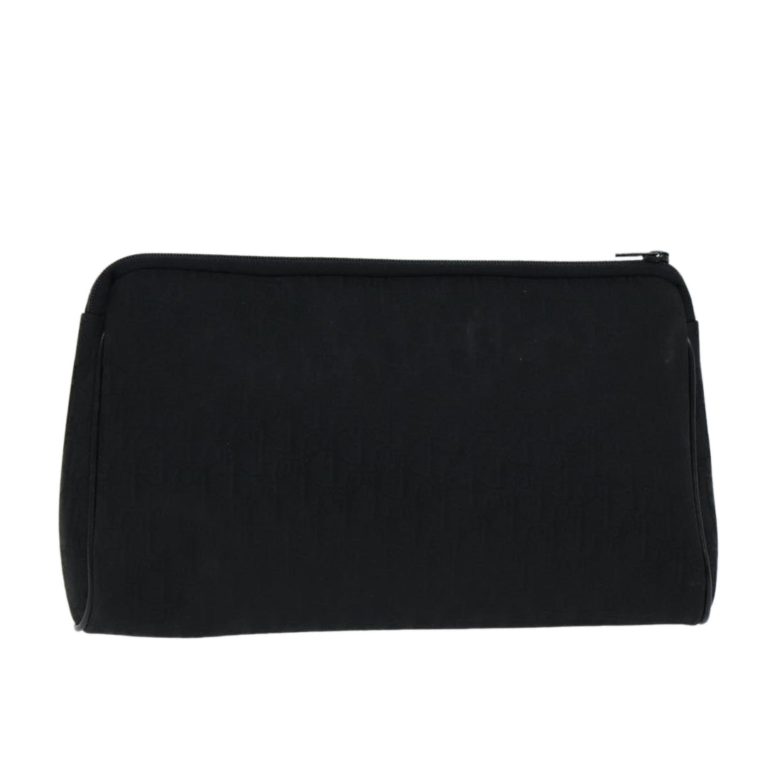 CHRISTIAN Top quality Dior Trotter Canvas Clutch Bag Black Auth ep4442