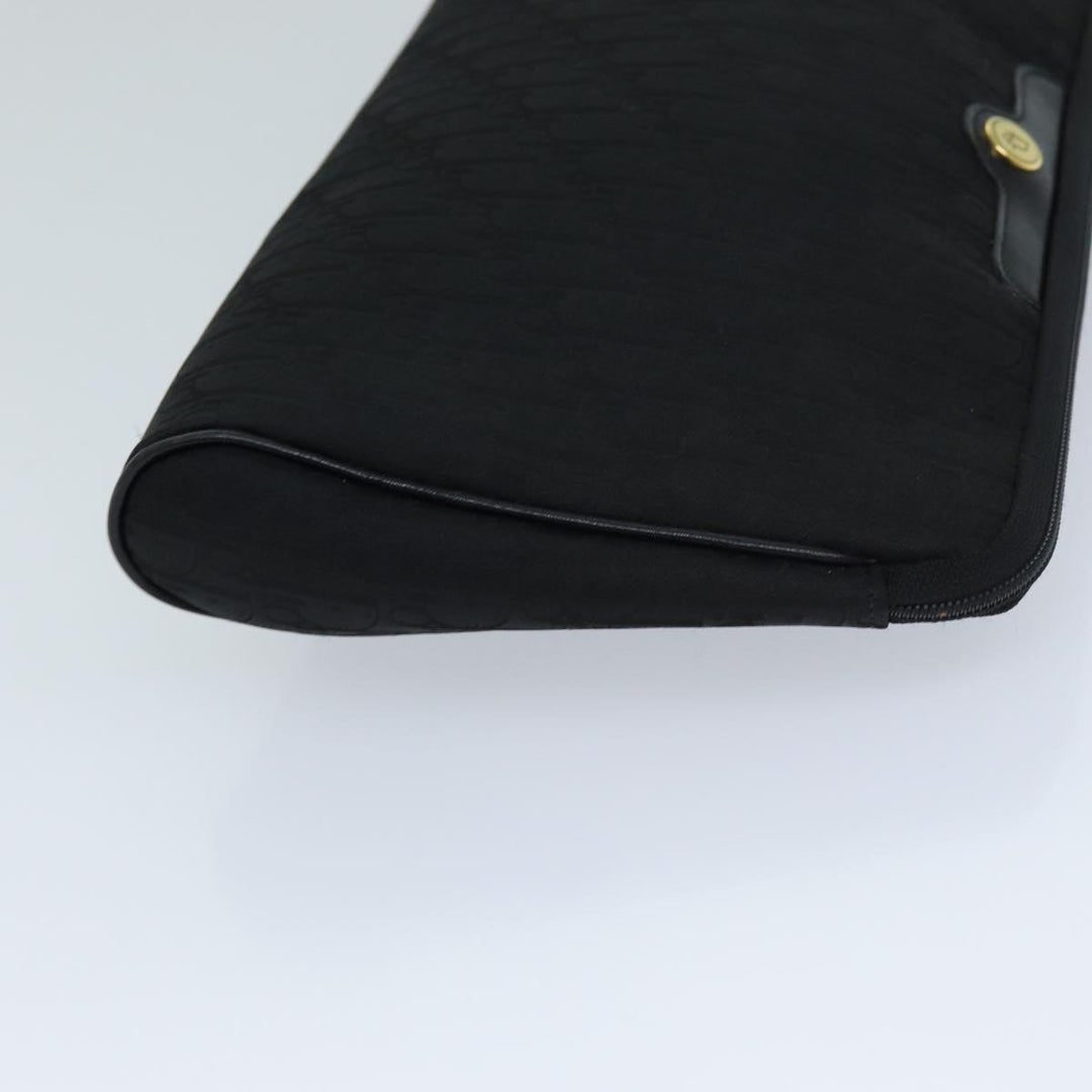 CHRISTIAN Top quality Dior Trotter Canvas Clutch Bag Black Auth ep4442
