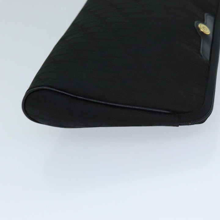 CHRISTIAN Top quality Dior Trotter Canvas Clutch Bag Black Auth ep4442