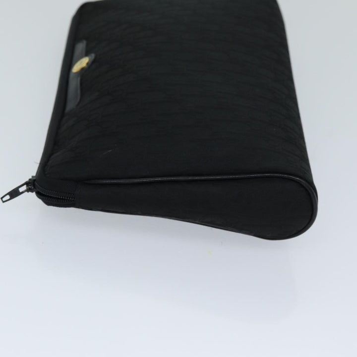 CHRISTIAN Top quality Dior Trotter Canvas Clutch Bag Black Auth ep4442