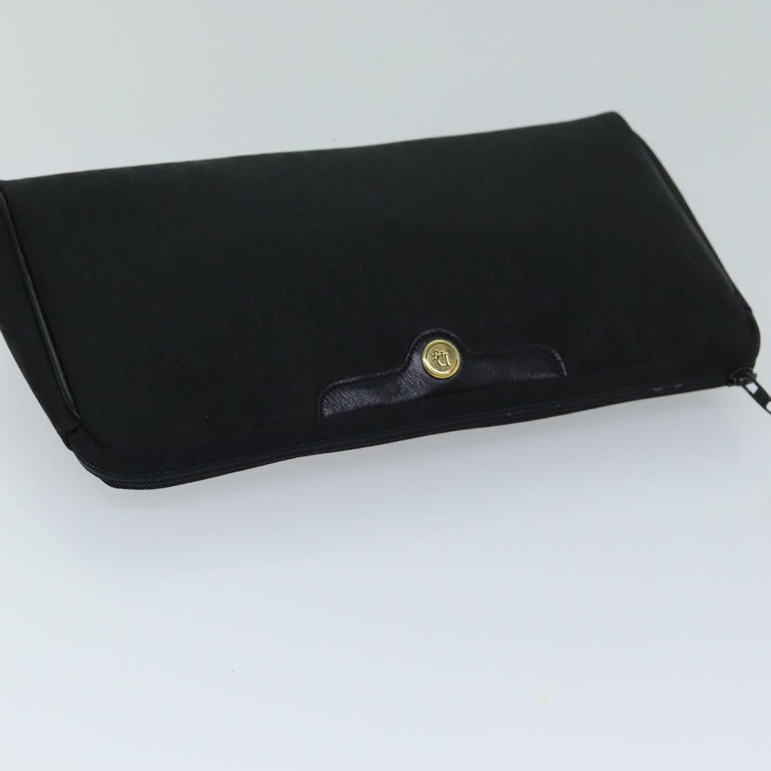 CHRISTIAN Top quality Dior Trotter Canvas Clutch Bag Black Auth ep4442