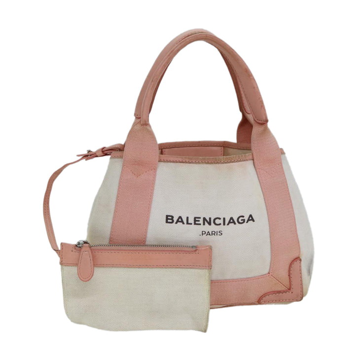 Top Quality Balenciaga Navy Cabas XS Hand Bag Canvas Pink Auth ep4480
