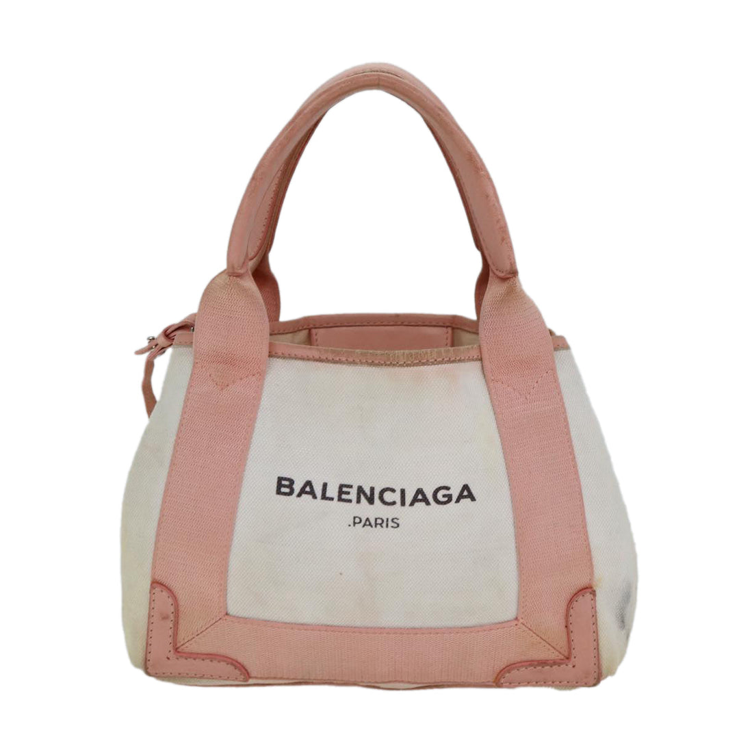 Top Quality Balenciaga Navy Cabas XS Hand Bag Canvas Pink Auth ep4480