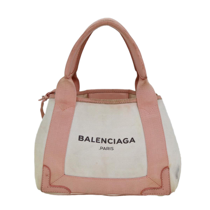 Top Quality Balenciaga Navy Cabas XS Hand Bag Canvas Pink Auth ep4480