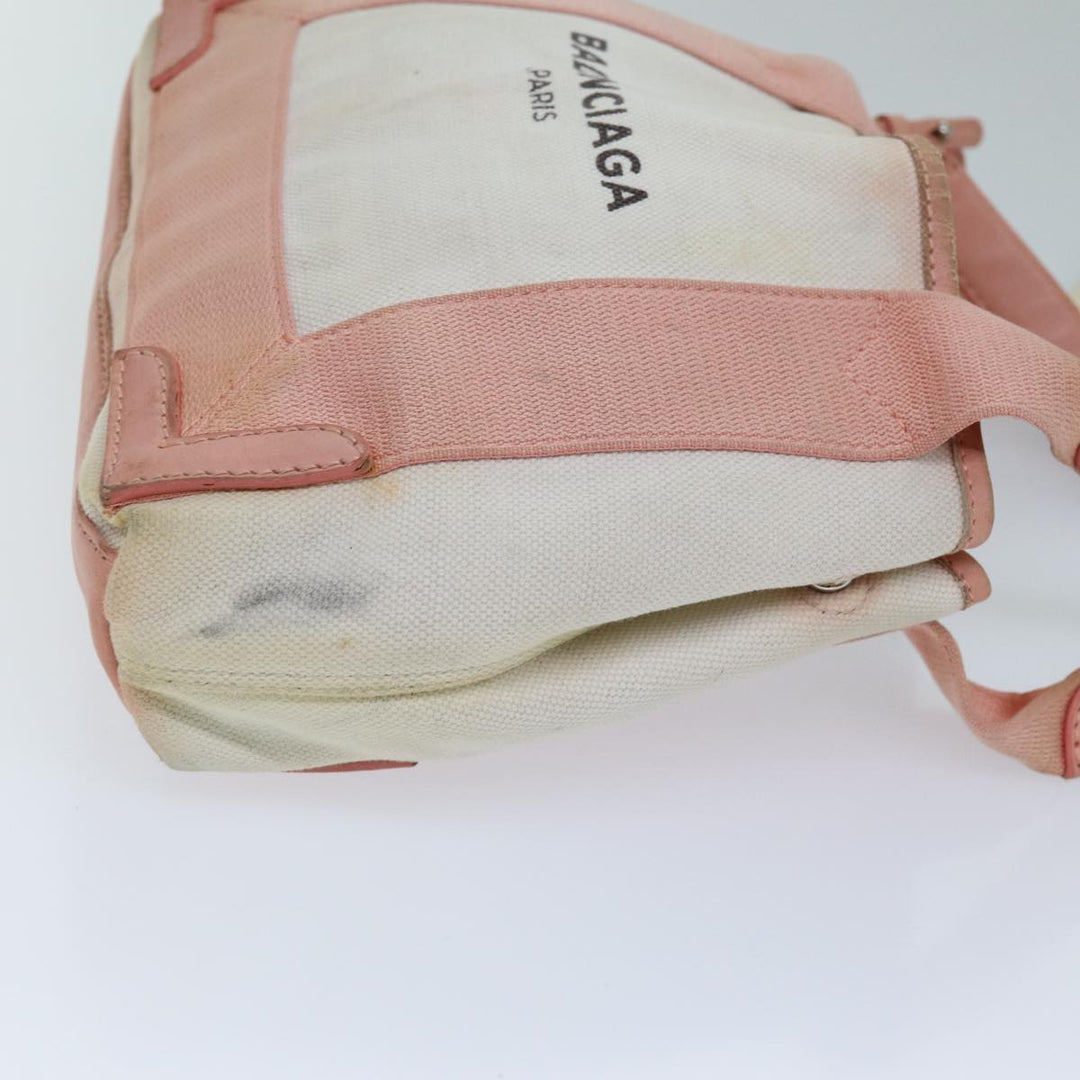 Top Quality Balenciaga Navy Cabas XS Hand Bag Canvas Pink Auth ep4480