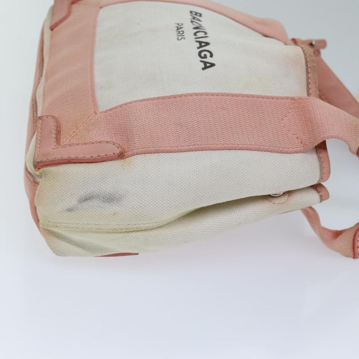 Top Quality Balenciaga Navy Cabas XS Hand Bag Canvas Pink Auth ep4480