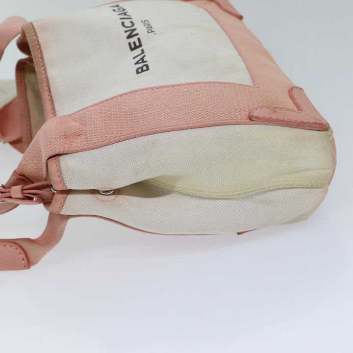 Top Quality Balenciaga Navy Cabas XS Hand Bag Canvas Pink Auth ep4480