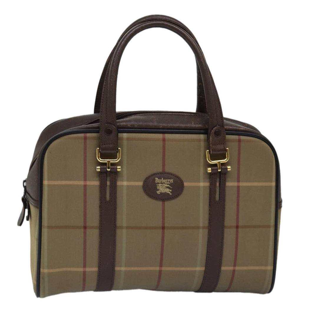 BurberrySs Nova Check Hand Bag Canvas Beige Auth ep4494