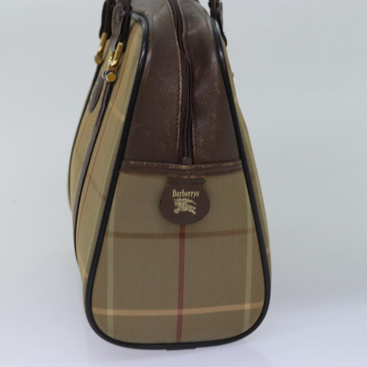 BurberrySs Nova Check Hand Bag Canvas Beige Auth ep4494