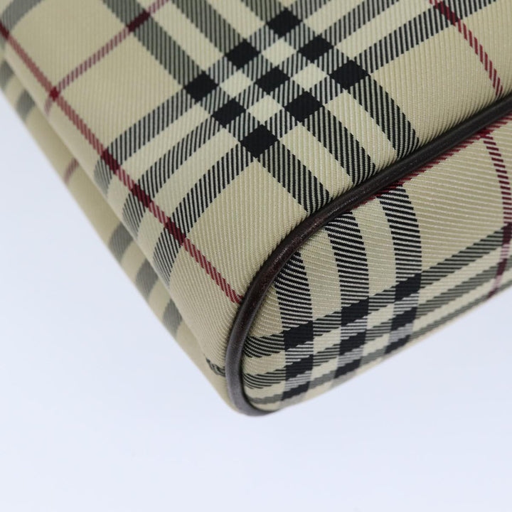 Burberry Nova Check Hand Bag Canvas Beige Auth ep4500