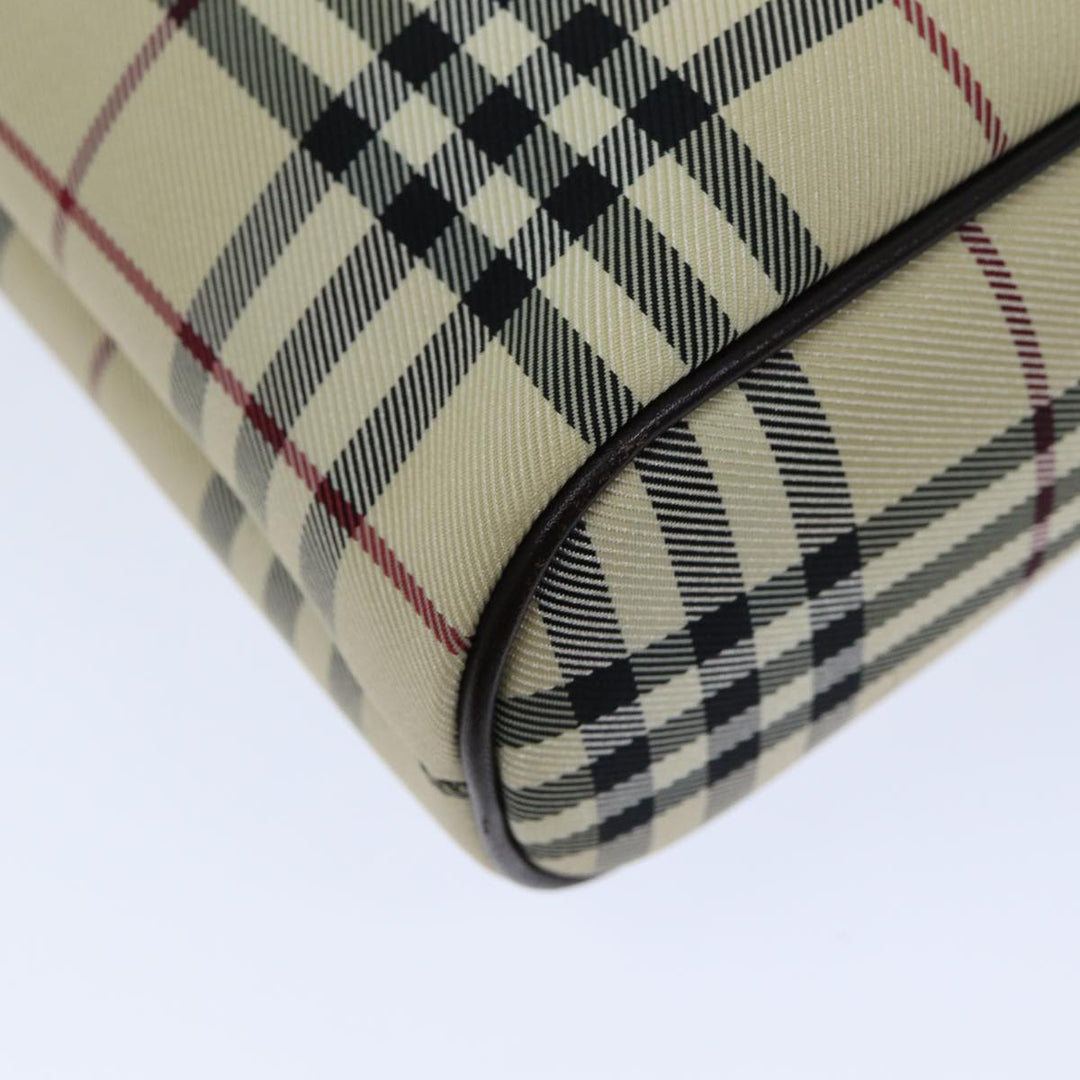 Burberry Nova Check Hand Bag Canvas Beige Auth ep4500