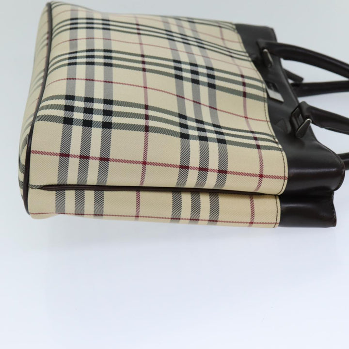 Burberry Nova Check Hand Bag Canvas Beige Auth ep4500