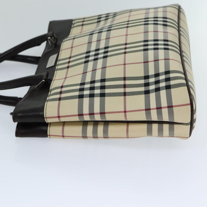 Burberry Nova Check Hand Bag Canvas Beige Auth ep4500