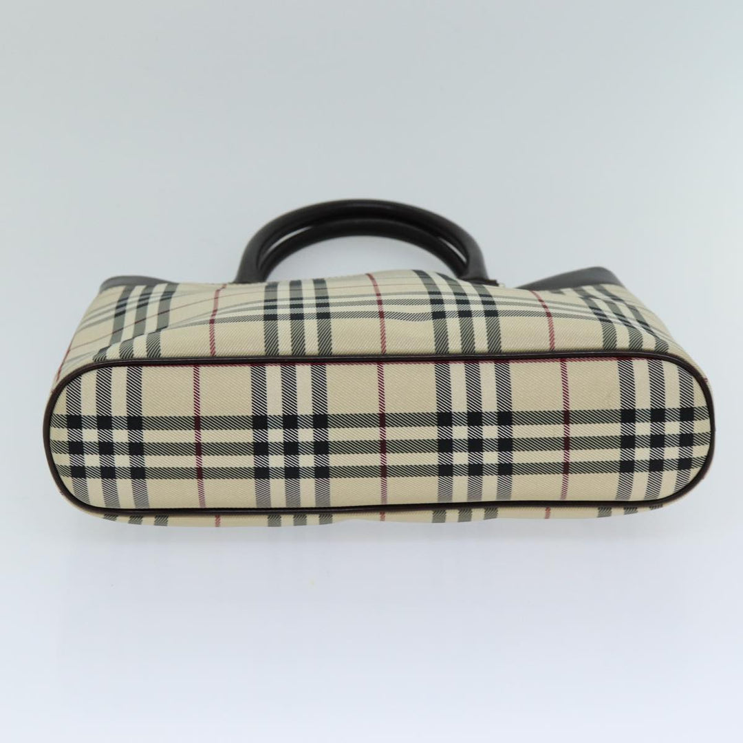 Burberry Nova Check Hand Bag Canvas Beige Auth ep4500