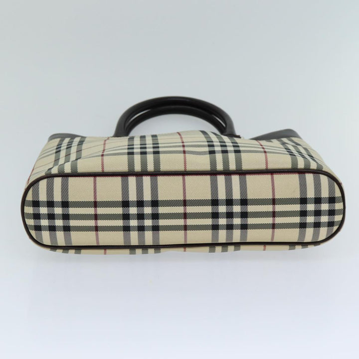 Burberry Nova Check Hand Bag Canvas Beige Auth ep4500