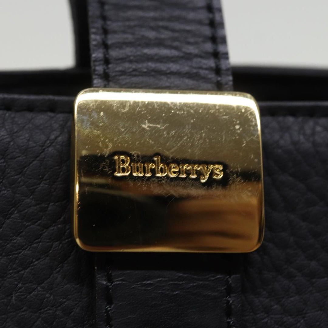 BurberrySs Hand Bag Leather Black Auth ep4536