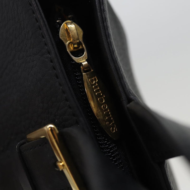 BurberrySs Hand Bag Leather Black Auth ep4536