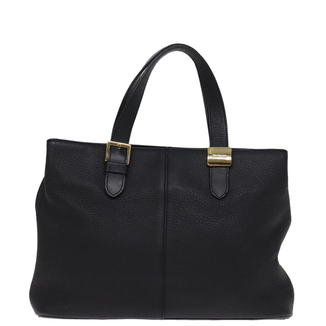 BurberrySs Hand Bag Leather Black Auth ep4536